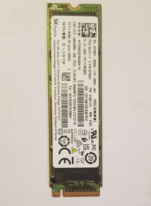 SK Hynics PC711 256GB NVMe SSD drive Hardly used