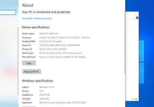 HP Probook 450 G4 i7-7500U 2.7Ghz, 8GB, 256GB SSD, Win 10 Pro Excellent condition