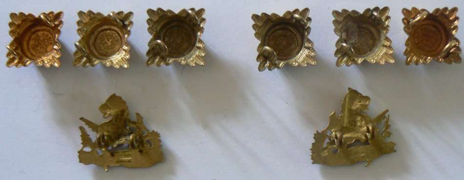 Rhodesia BSAP Chief Inspector rank pips (6 pips) + pair of brass collar badges