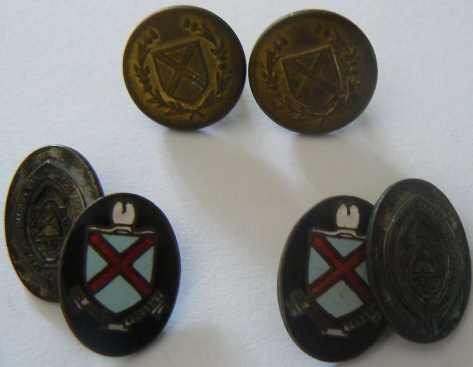 WW2-era Old Andrean large embroidered shield patch, buttons and cufflinks