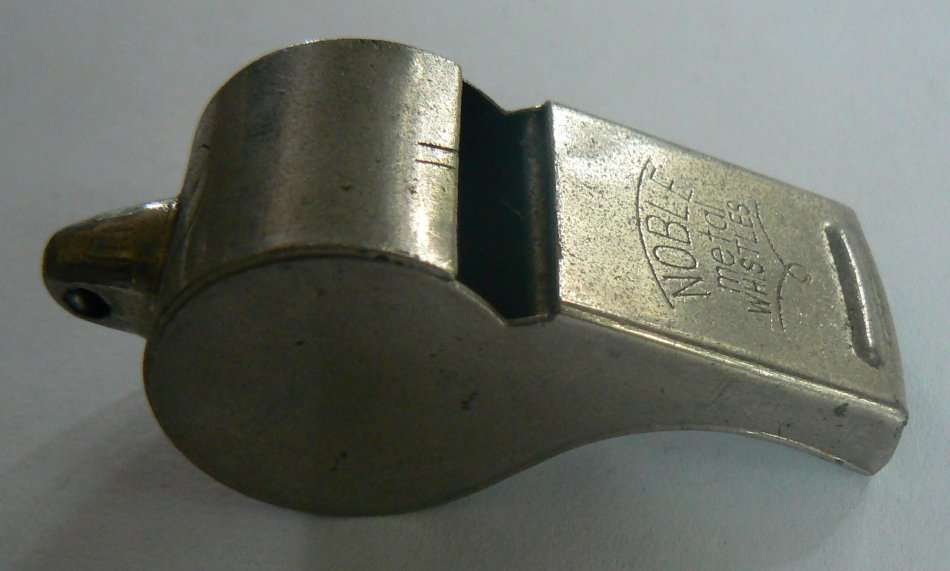 Vintage Noble police whistle - made in Japan - with cork ball