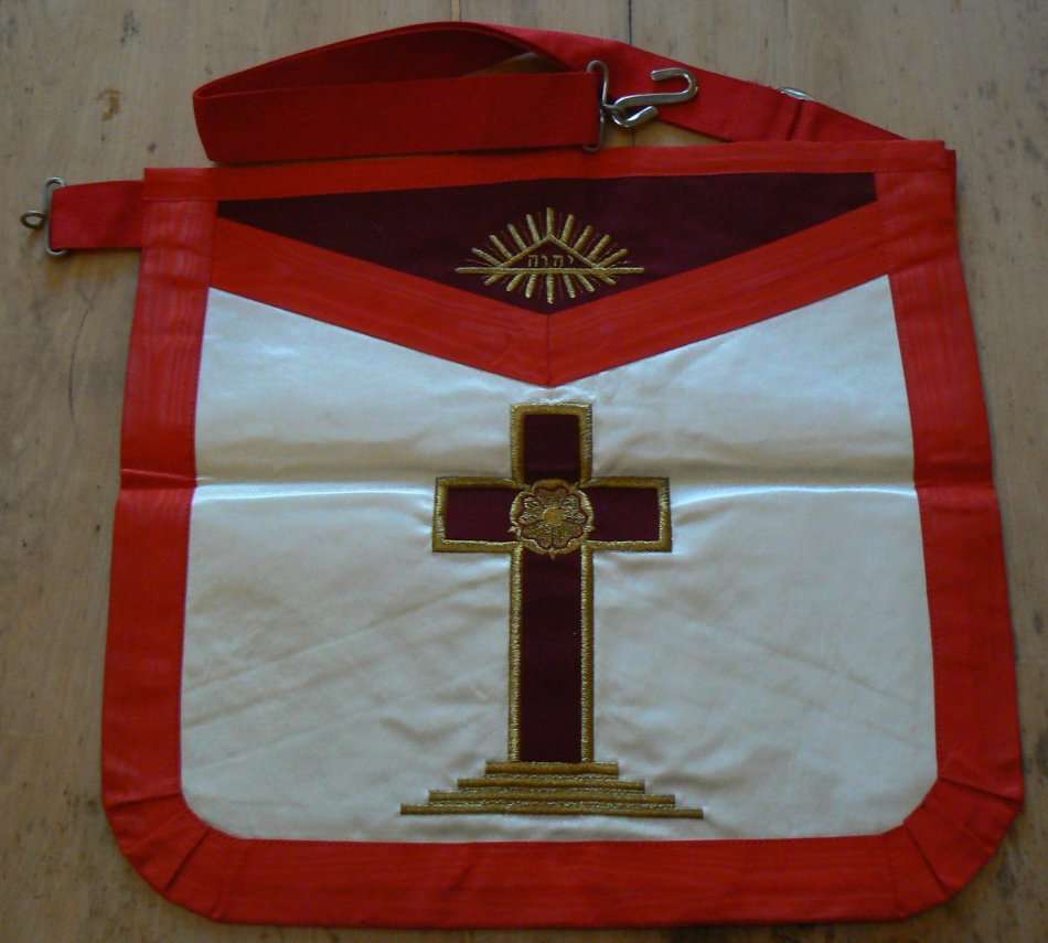Freemason 18th Degree Rose Croix 2-sided apron, collar and jewel - looks unused