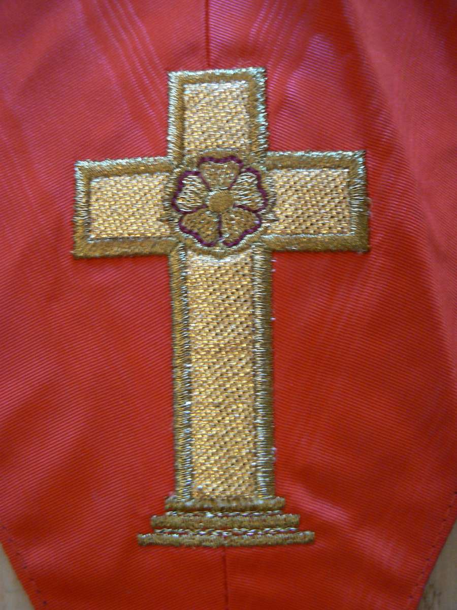 Freemason 18th Degree Rose Croix 2-sided apron, collar and jewel - looks unused