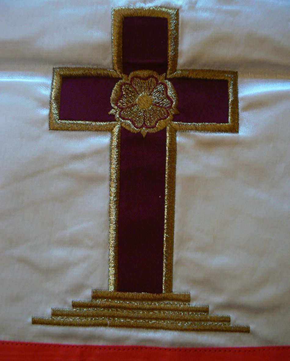 Freemason 18th Degree Rose Croix 2-sided apron, collar and jewel - looks unused