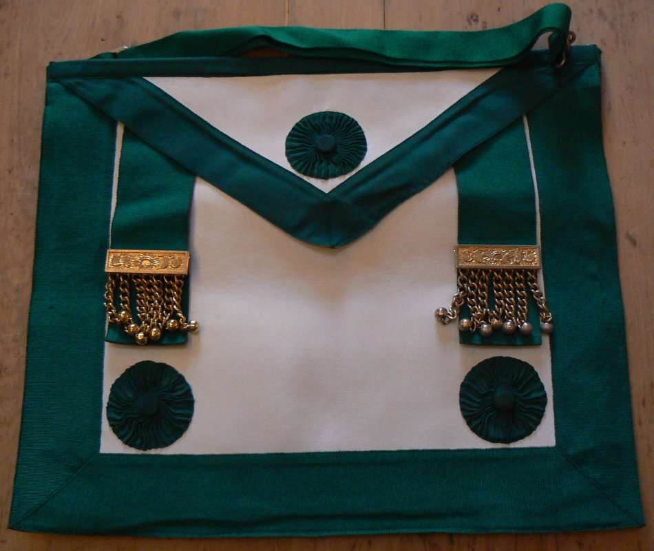 Freemason Master Mason apron, green, from Union Badge Company, Woodstock