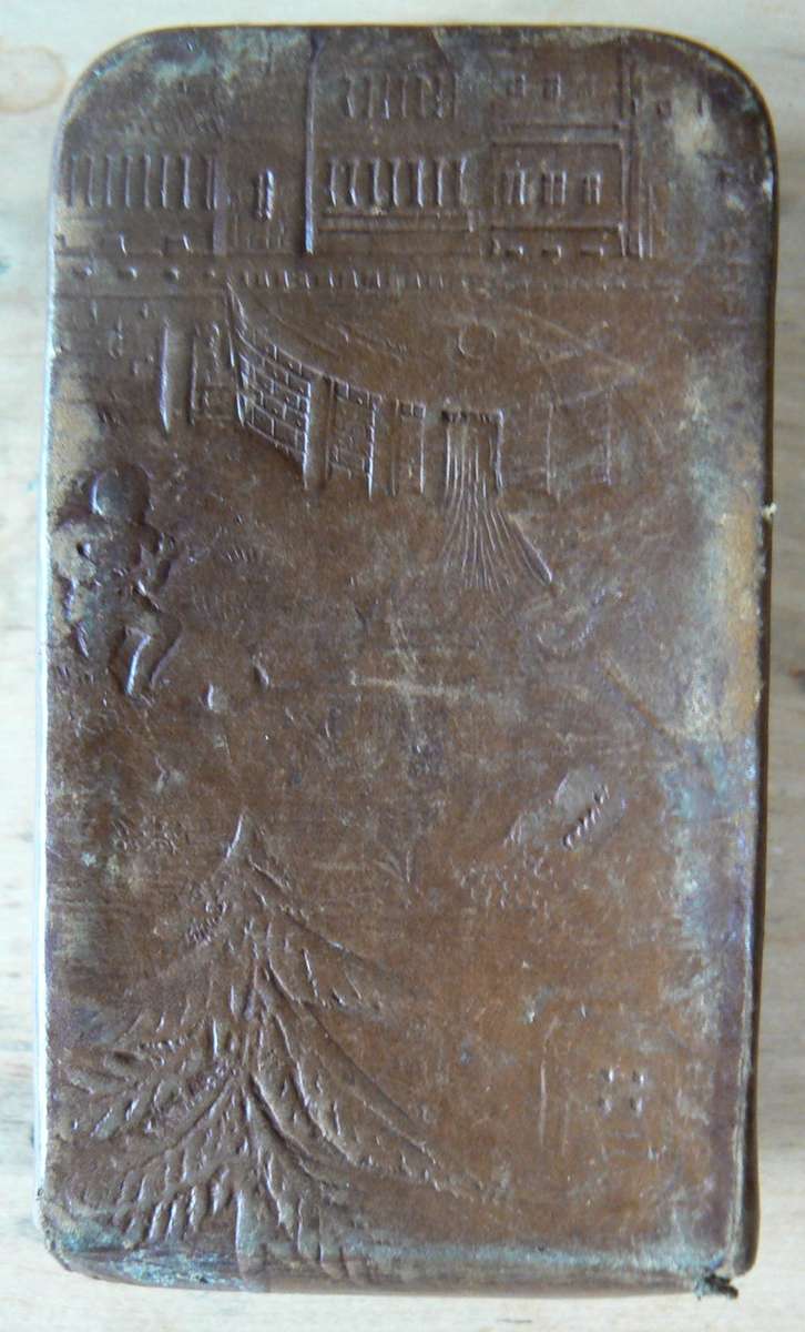 Officer's foldable field cutlery set in engraved leather pouch