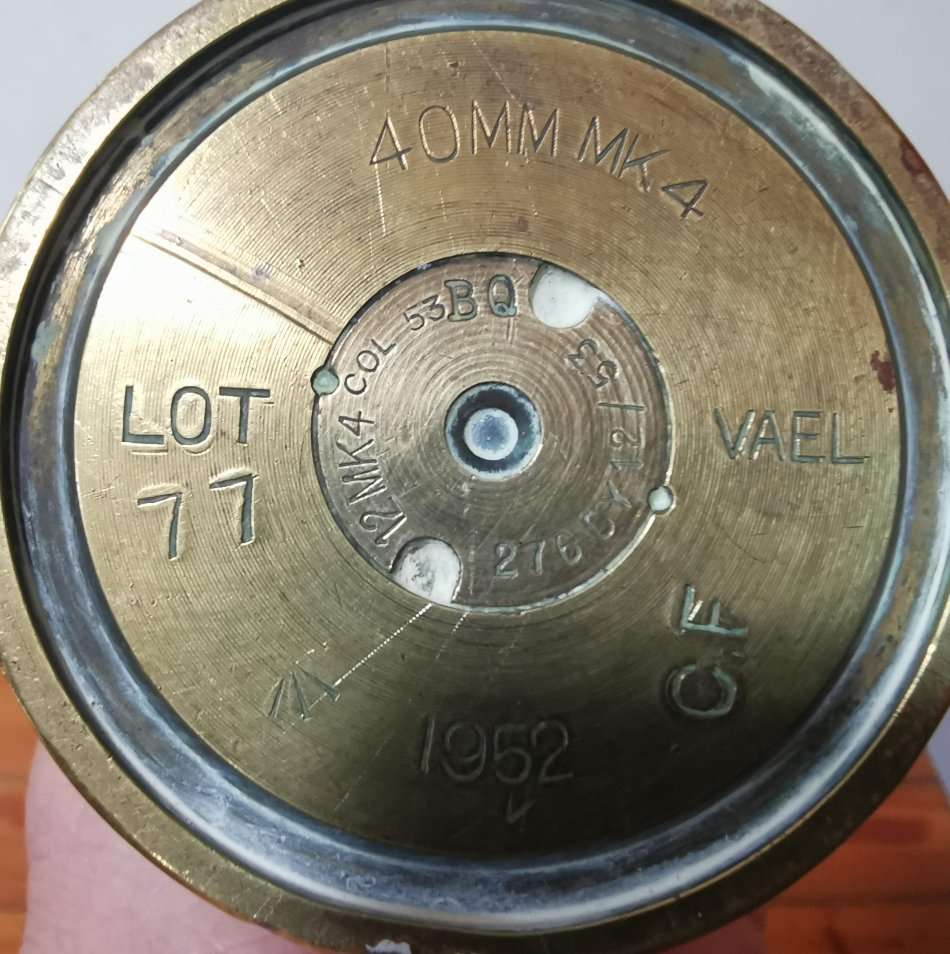 Pair of 40mm Mk4 British Bofors anti-aircraft gun shells 1952