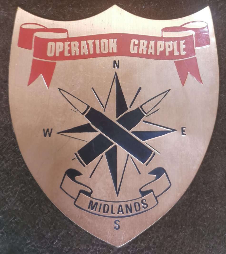 Rare Rhodesia hanging leather strap with 6 military operation copper plaques