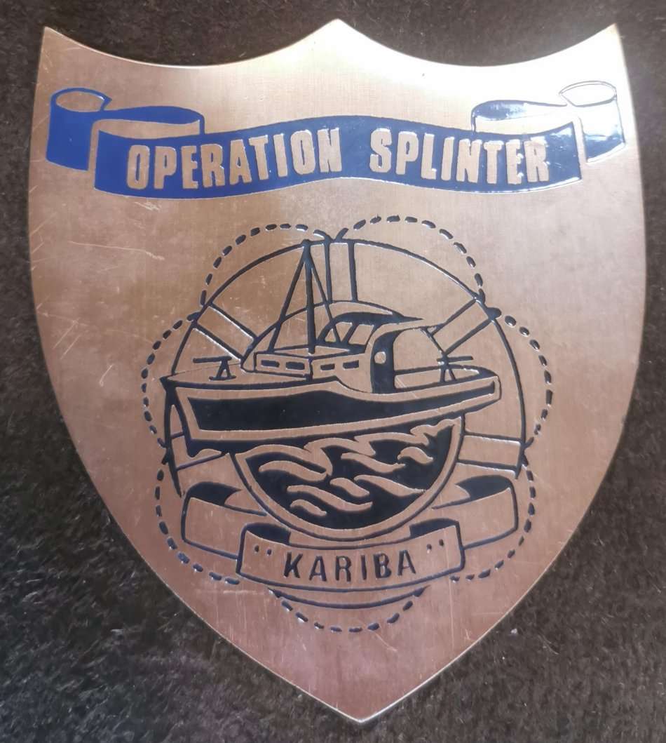 Rare Rhodesia hanging leather strap with 6 military operation copper plaques