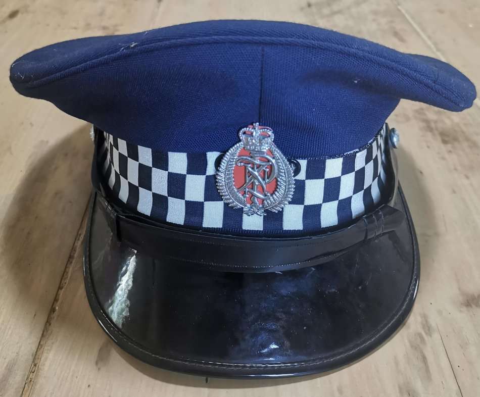 Vintage New Zealand police hat with badge by Hills Hats