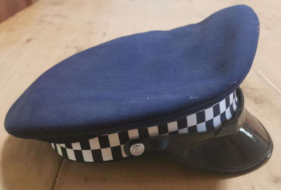 Vintage New Zealand police hat with badge by Hills Hats