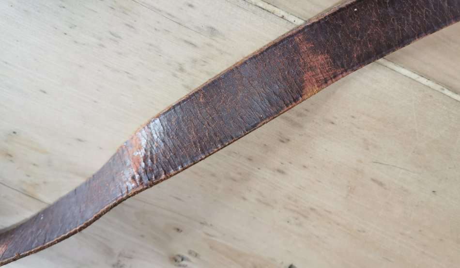 WW2-era 1940s officer's Sam Browne leather belt by Greatrex, undated, signed by owner