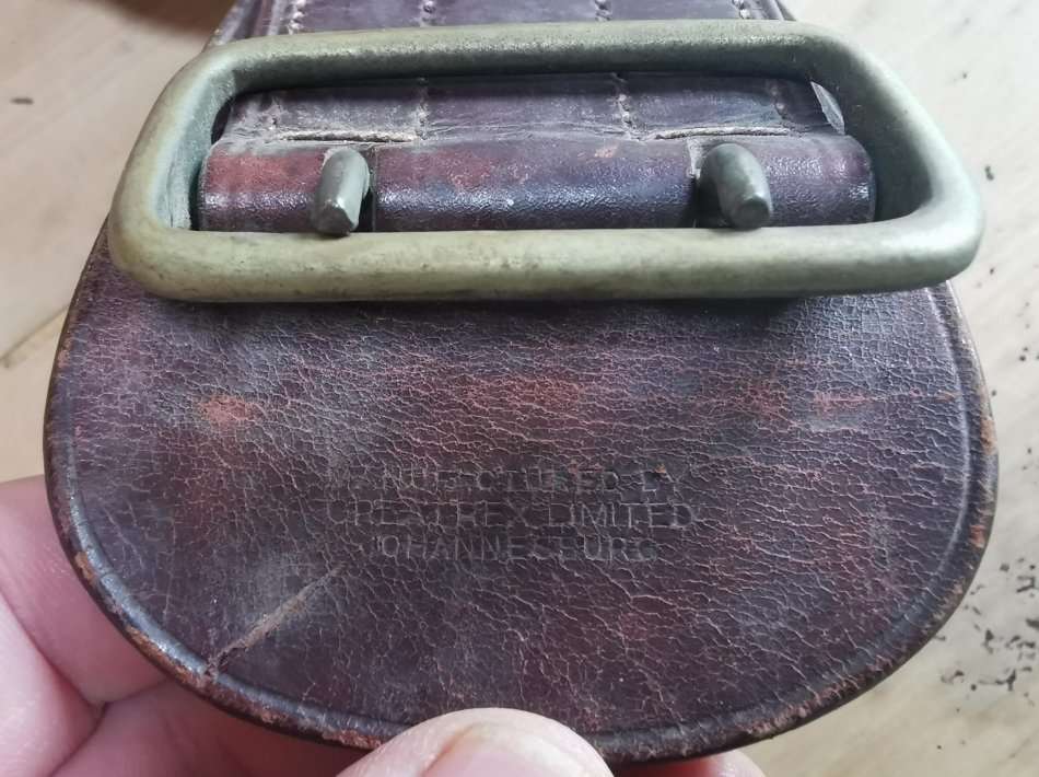 WW2-era 1940s officer's Sam Browne leather belt by Greatrex, undated, signed by owner