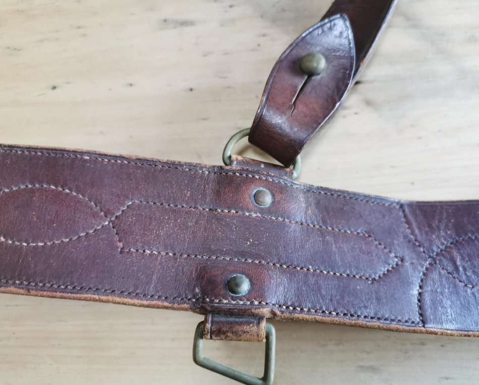 WW2 officer's Sam Browne leather belt by Frank R Pardow of Walsall, issued to Union Defence Force