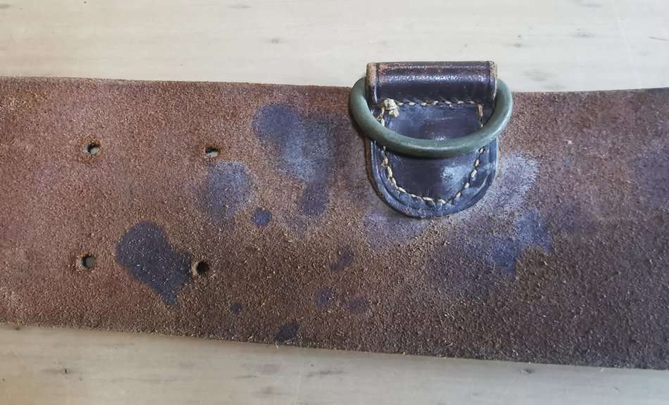 WW2 officer's Sam Browne leather belt by Frank R Pardow of Walsall, issued to Union Defence Force