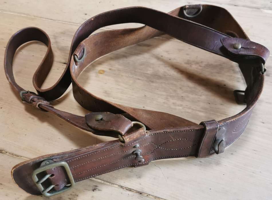 WW2 officer's Sam Browne leather belt by Frank R Pardow of Walsall, issued to Union Defence Force
