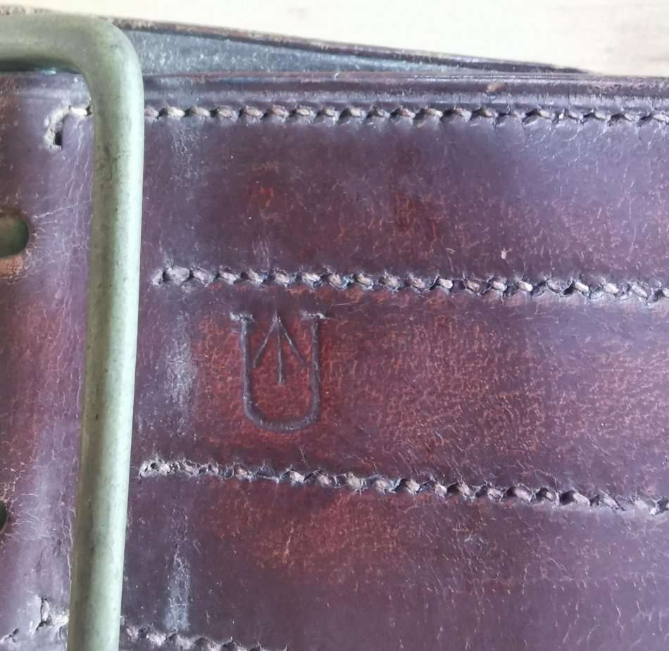 WW2 officer's Sam Browne leather belt by Frank R Pardow of Walsall, issued to Union Defence Force