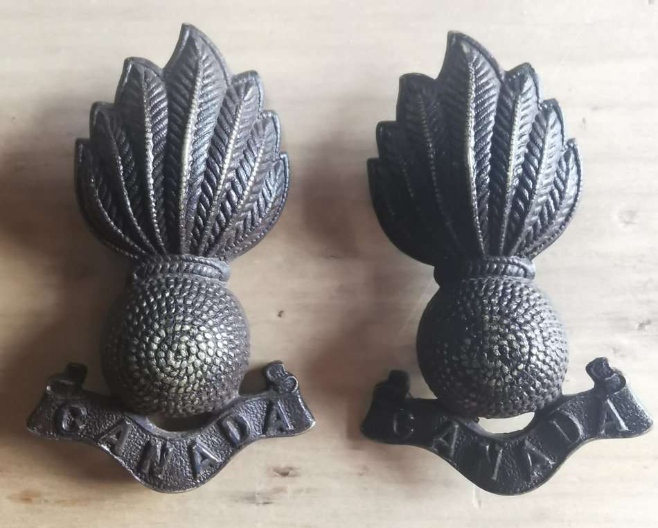 Pair of Royal Canadian Engineers WW1 collar badges, by Firmin London