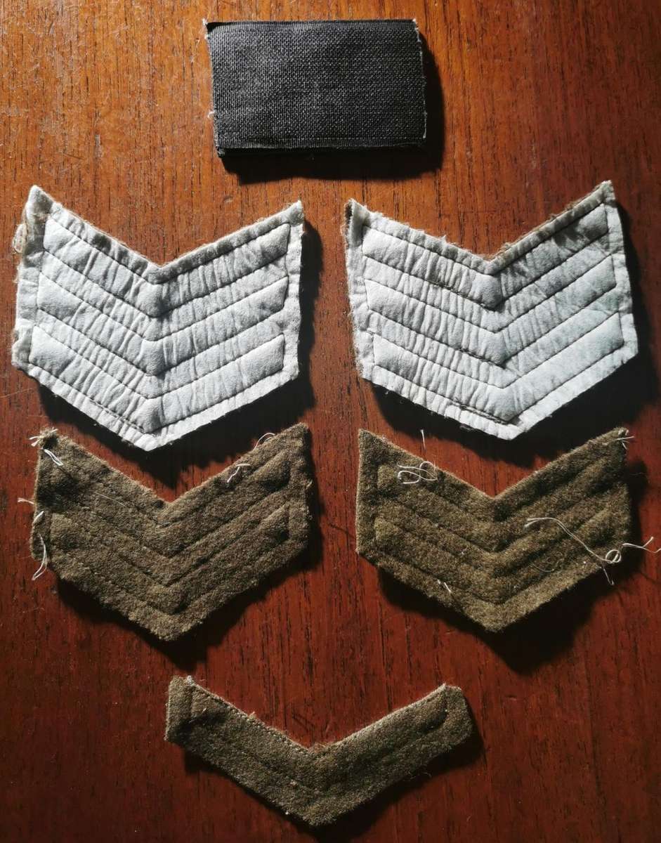 SADF lot of 5 rank stripes plus SA camo flag