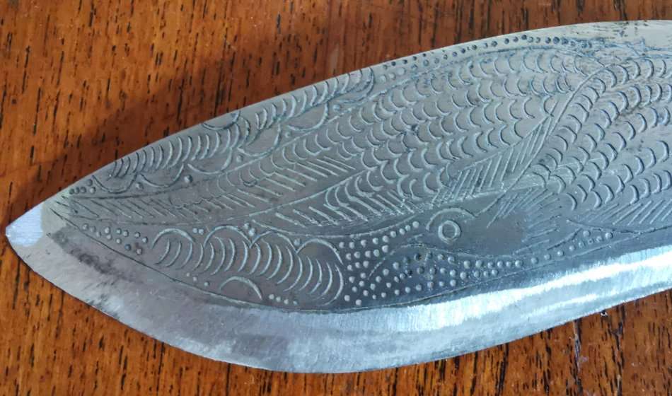 Vintage Nepalese kukri gurkha knife with wood and brass scabbard