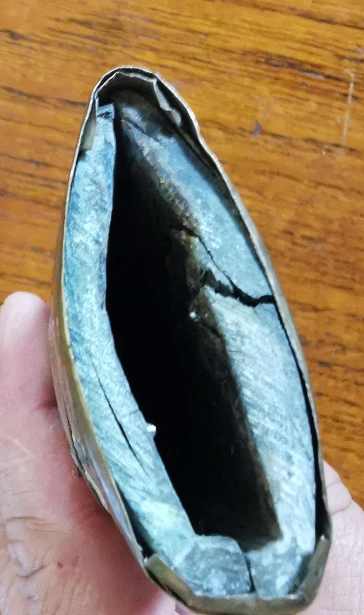 Vintage Nepalese kukri gurkha knife with wood and brass scabbard