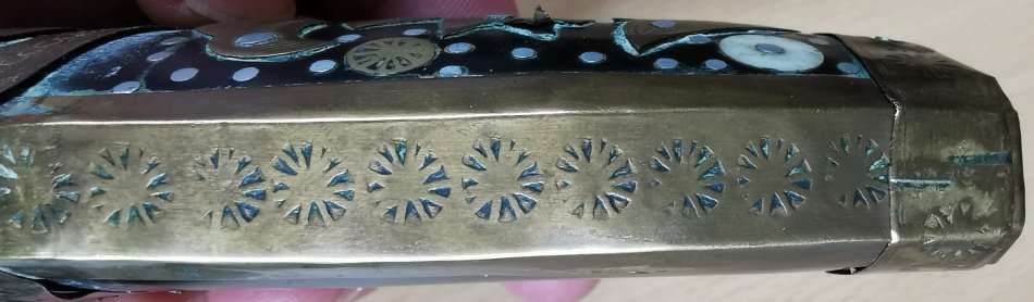 Vintage Nepalese kukri gurkha knife with wood and brass scabbard