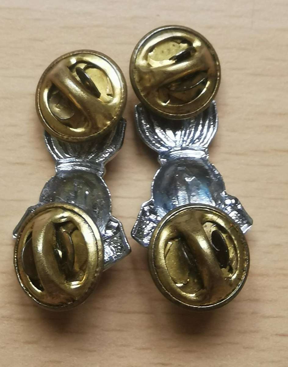Pair of Cape Garrison Artillery chromed collar badges (CO 874/875) - set 1 of 2