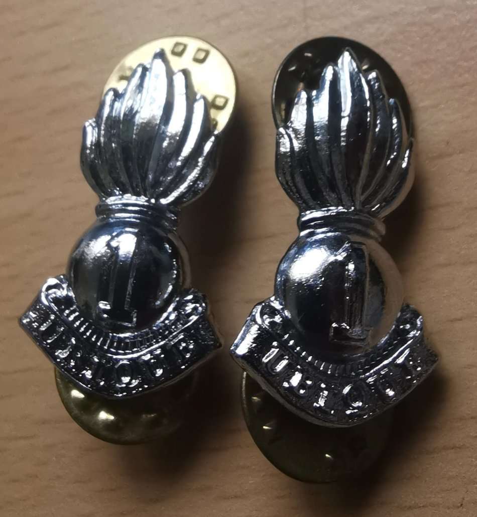 Pair of Cape Garrison Artillery chromed collar badges (CO 874/875) - set 2 of 2