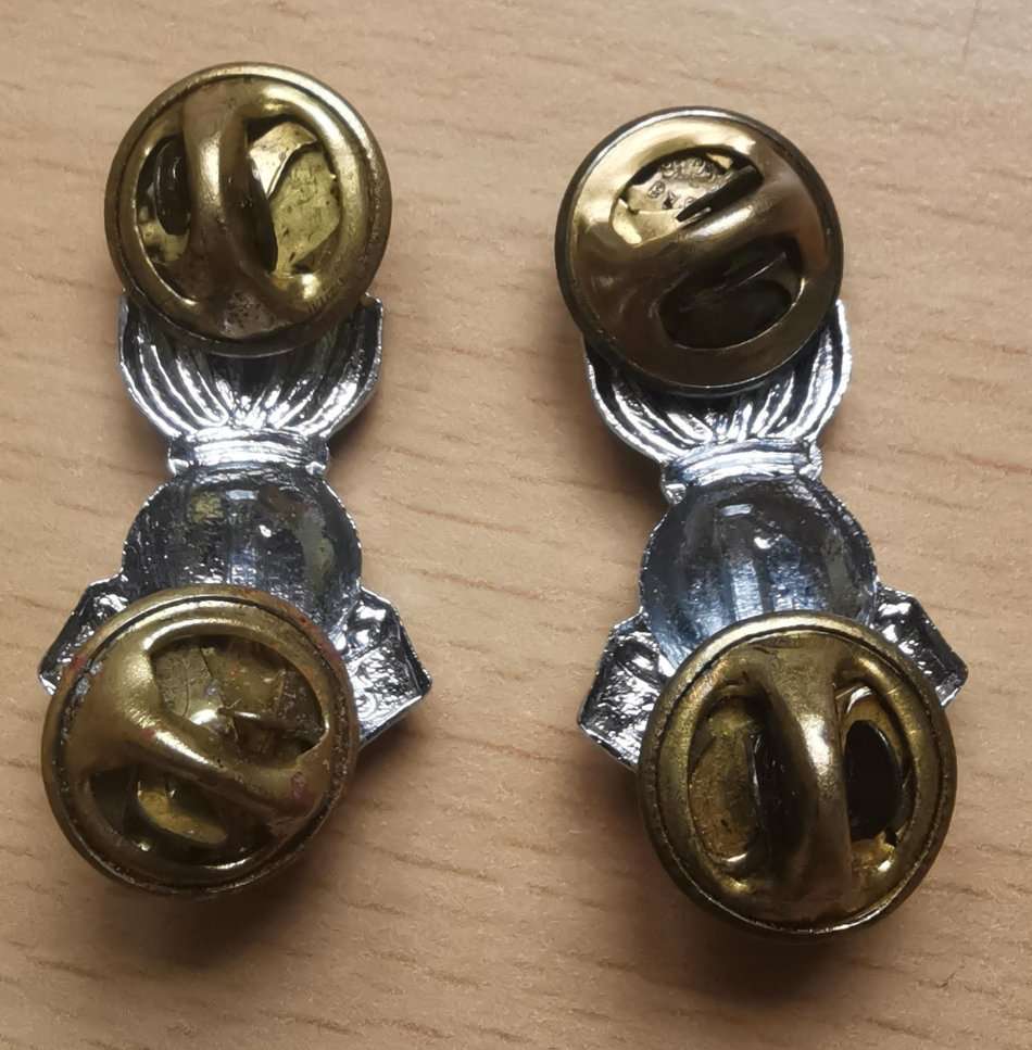 Pair of Cape Garrison Artillery chromed collar badges (CO 874/875) - set 2 of 2