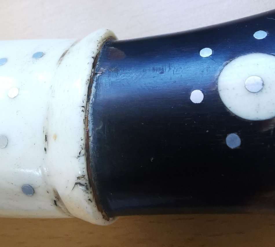 Vintage Nepalese kukri gurkha knife with wood and brass scabbard