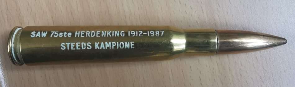 SADF 75th Anniversary 1987 .50 Browning machine gun (BMG) dummy "Steeds Kampione"