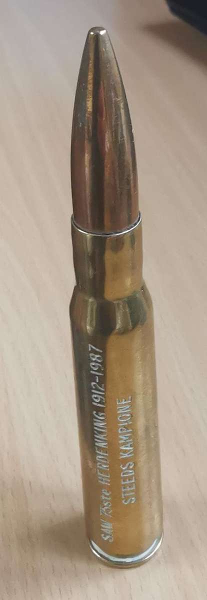 SADF 75th Anniversary 1987 .50 Browning machine gun (BMG) dummy "Steeds Kampione"