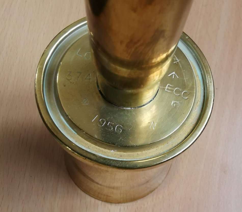 Dinner bell made from 40mm British bofors shell + 20mm MG151 Allouette helicopter cannon shell 1956