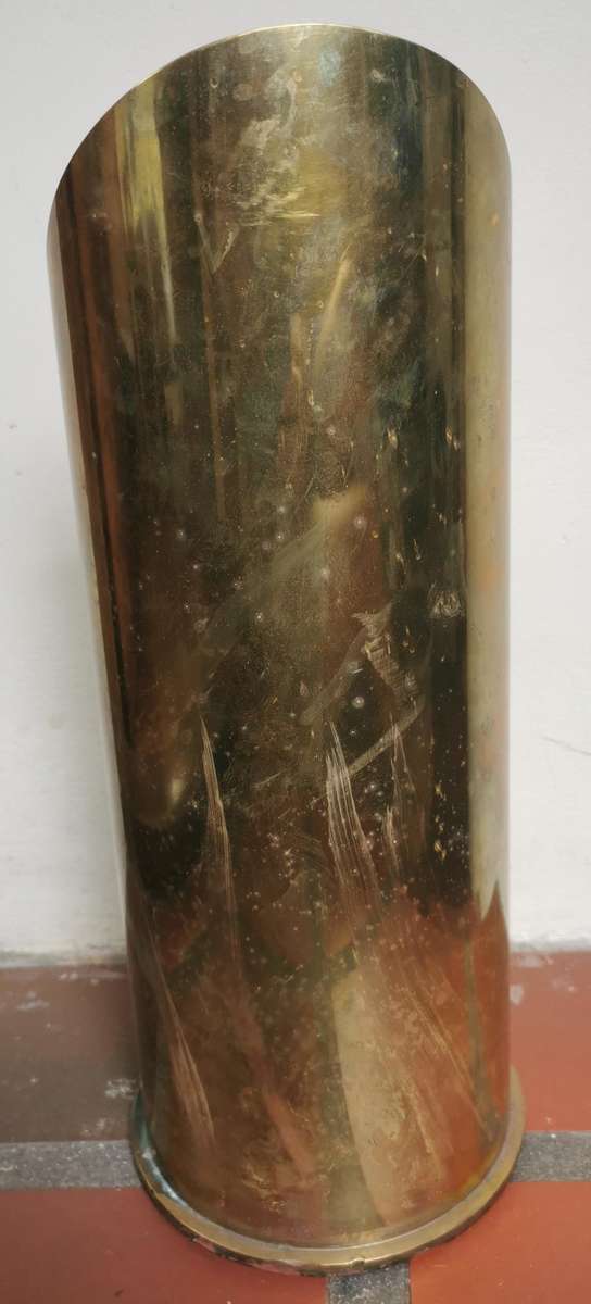Heavy brass umbrella stand made from 1960 British 4.5 inch Naval gun shell