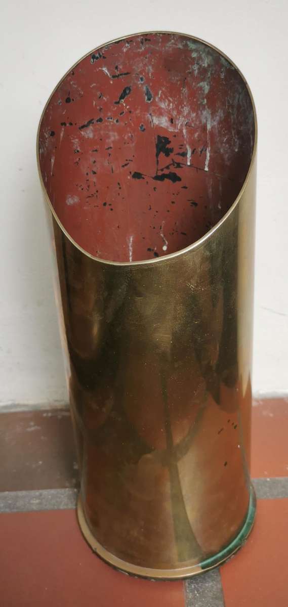 Heavy brass umbrella stand made from 1960 British 4.5 inch Naval gun shell