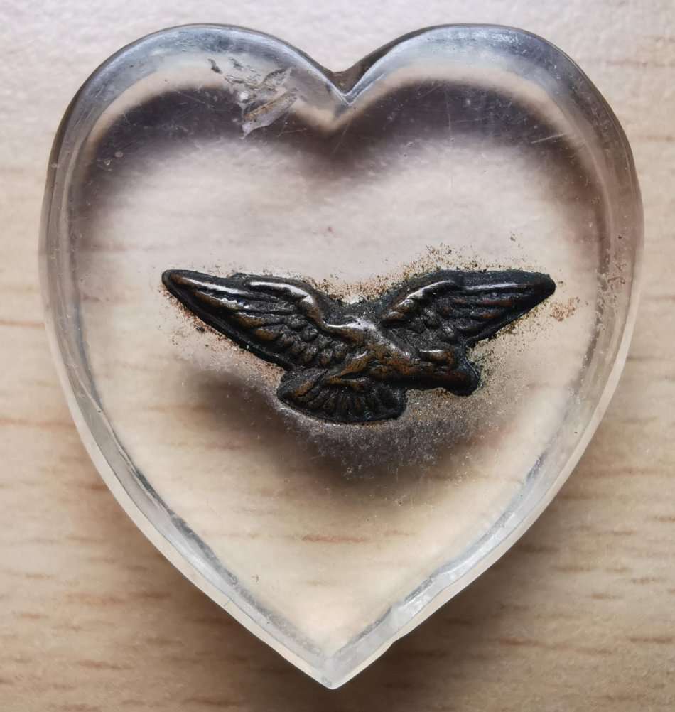 WW2 lot of 3 RAF perspex sweetheart items - 2 hearts and 1 diamond