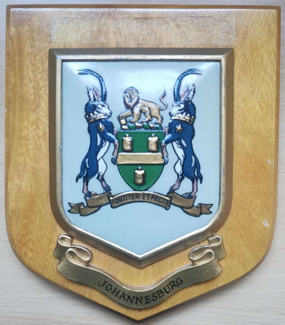 Vintage Johannesburg coat of arms plaque