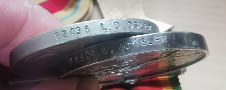Group of 4 WW2 medals issued to L.D. Osler 82435