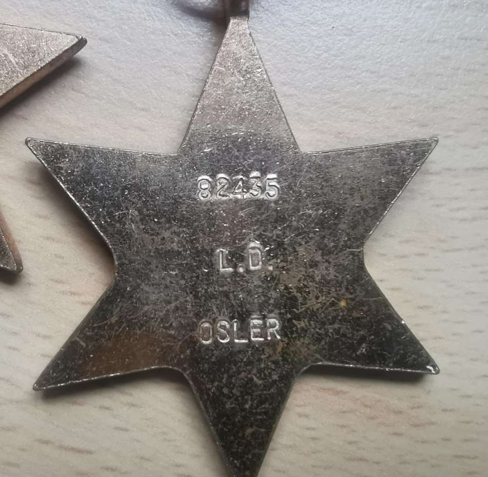 Group of 4 WW2 medals issued to L.D. Osler 82435