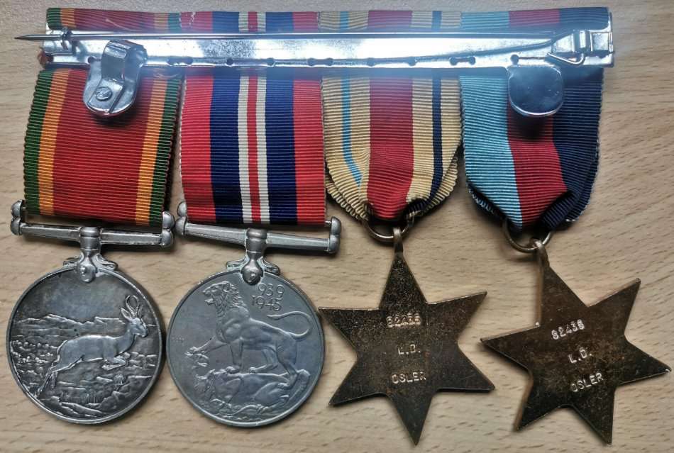 Group of 4 WW2 medals issued to L.D. Osler 82435