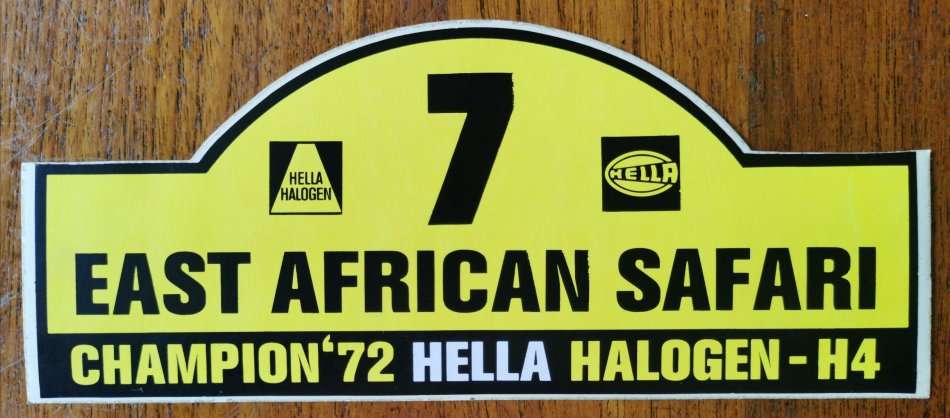 Unused 1972 East African Safari Rally car decal sticker - Hella Halogen