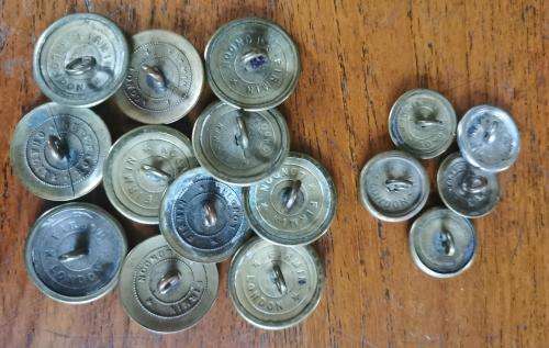 Vintage Cape Town Metropolitan Fire Brigade lot of 16 buttons