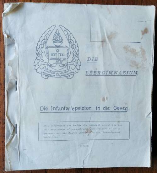 SADF 1970s `Die Infanteriepeleton in die Geveg` Training Manual from the Military Gymnasium