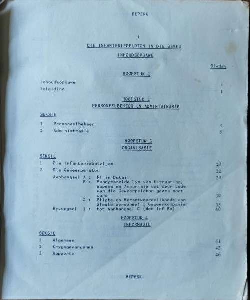 SADF 1970s `Die Infanteriepeleton in die Geveg` Training Manual from the Military Gymnasium