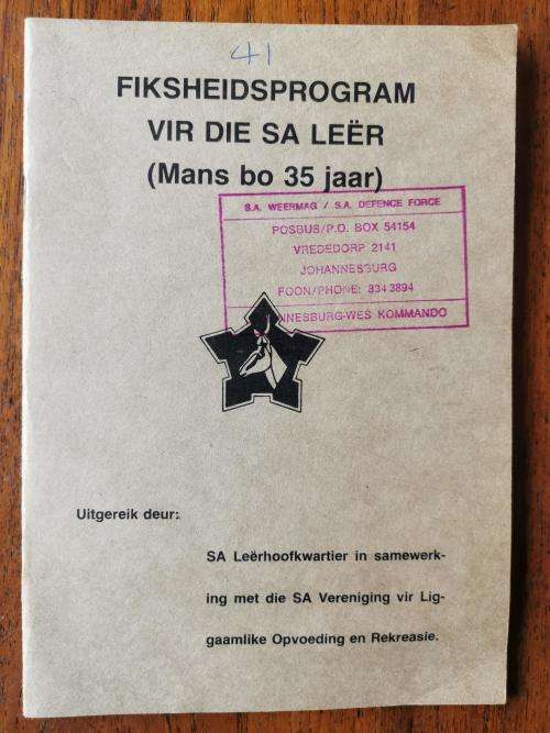 SADF 1970s  Afrikaans Fitness Training Booklet for men over 35