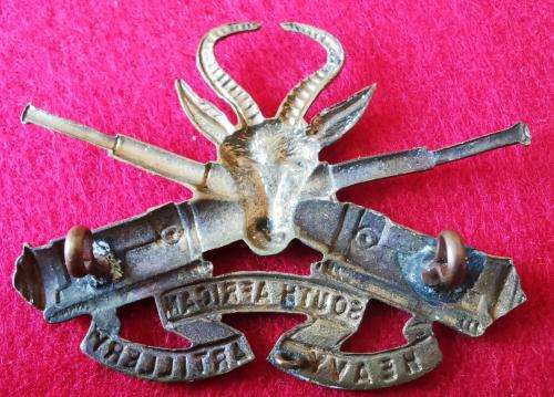 SADF Heavy Artillery helmet badge 1915-1919 (ears up type)