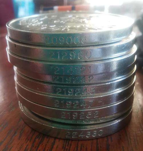 Full-size General Service medal with ribbon - numbered on rim