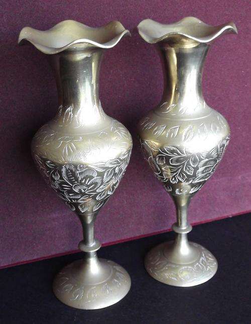 Pair of Indian brass vases