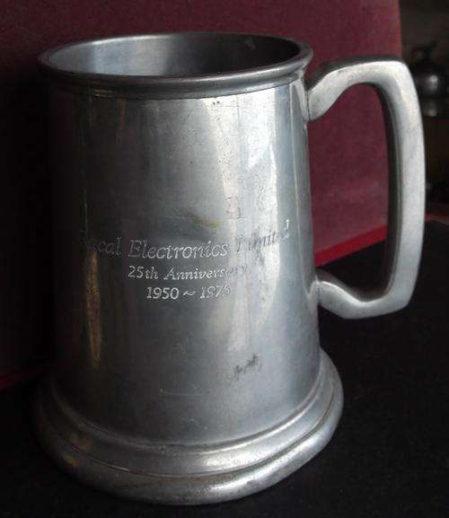 Beer mug - engraved 'Racal Electronics Ltd, 25th Anniversary'