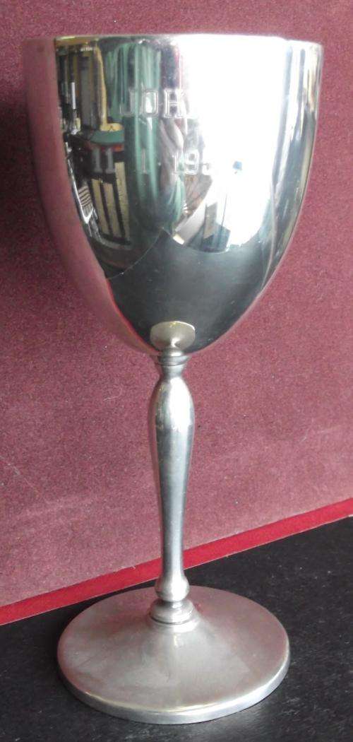 Louis plate goblet, engraved 'John 11 1 1958' - as per scan